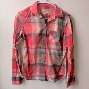 Merona Pink Plaid Button Up Shirt